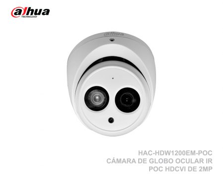 HAC-HDW1200EM-POC CÁMARA DE GLOBO OCULAR IR POC HDCVI DE 2MP